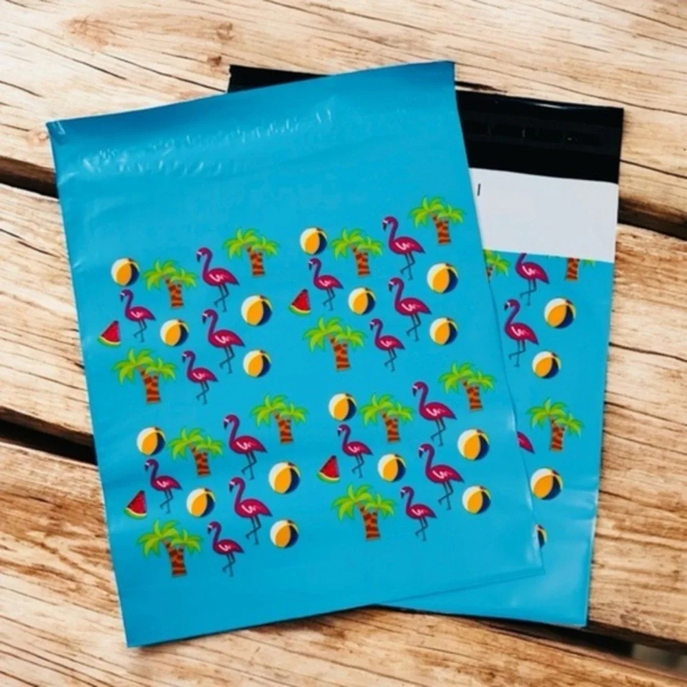 (10) 10x13 Flamingo & Beach Balls Poly Mailers